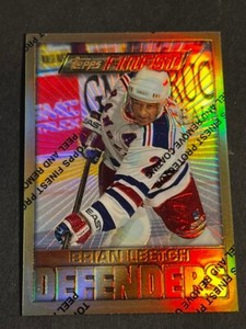 1995-96 Topps Finest Refractor w/peel GOLD RARE Brian Leetch Rangers #41
