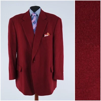 Mens Cashmere Blazer 56R UK Size Red Wool Sport Coat Big Fashion Jacket - Image 1 of 4