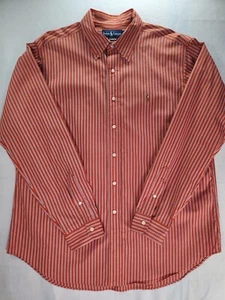 Ralph Lauren Mens Classic Fit LS Orange Striped Button Down Shirt XL - Picture 1 of 8