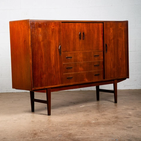 Mid Century Danish Modern Credenza Bar Sideboard Denmark Drawers Westergaard VG Cover