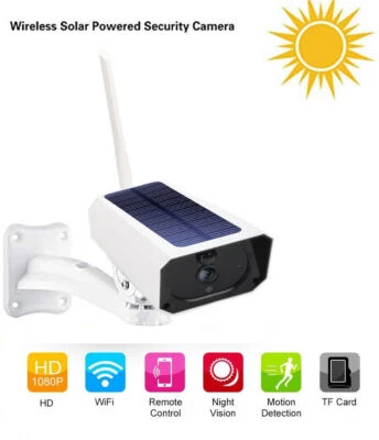 Outdoor Solar Wireless WiFi 1080P HD Security CCTV Camera Waterproof Night Visio - Image 1 of 2