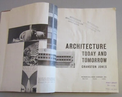ARCHITECTURE TODAY AND TOMORROW by Cranston Jones 1961 modernist photos ex-lib - Image 1 of 3