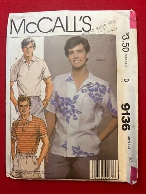McCalls' 9136, Size 38, Men's Shirts, Uncut - Image 1 of 2