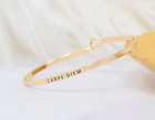 Carpe Diem | Inspired Message Engraved Simple Bangle | Gold