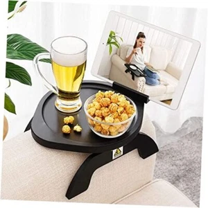 Sofa Armrest Tray, Clip On Couch Arm Table, 11.8"D x 9.8"W x 1.7"H Black - Picture 1 of 7
