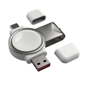 USB & USB-C Dual Interface Wireless Charger For iWatch 2/3/SE/4/5/6/7 Watch - Picture 1 of 9