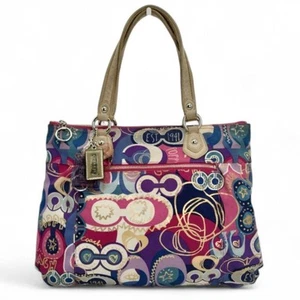 Coach Poppy Pop C Glam Signature Graffiti Pink Gold Large Tote D1120-18342 - Picture 1 of 16
