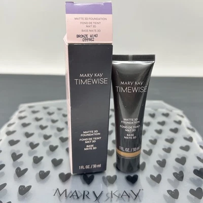 New In Box Mary Kay Timewise Matte 3D Foundation Bronze W 140 Full Size 099982 - Image 1 of 2