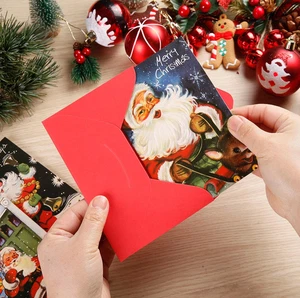 Paquete de 27 tarjetas de felicitación vintage de Navidad tarjetas de felicitación navideñas de Santa Navidad Bl... - Imagen 1 de 7