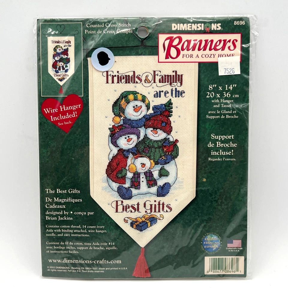 Dimensions 8696 The Best Gifts Banner Counted Cross Stitch Kit 2002 8x14 Xmas