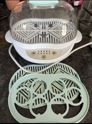 Baby Turbo Steamer Sterilizes Defrosts Steams Fresh Food Eggs 5 Settings Timer - Image 1 of 2