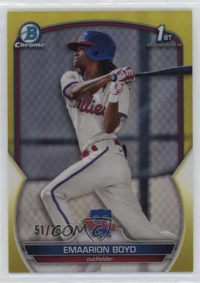 2023 Bowman Chrome Prospects Yellow Refractor /75 Emaarion Boyd #BCP-128 - Image 1 of 2
