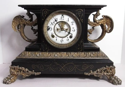 Antique Ansonia "Belgium" Cast Iron Clock Large 8-Day, Time/Strike - Image 1 of 4