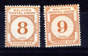 Malaya Jpostal union sg D10 & D11 postage dues fine VLMM cat £57 - Picture 1 of 1