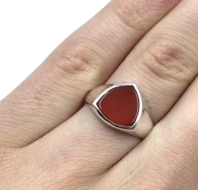 Anello in argento 925 anello classico con sigillo corniola rosso gioiello... - Immagine 1 di 4