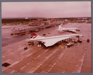 BRITISH AIRWAYS CONCORDE AT GANDER LARGE VINTAGE ORIGINAL PHOTO BA SUPERSONIC 2 - Picture 1 of 2