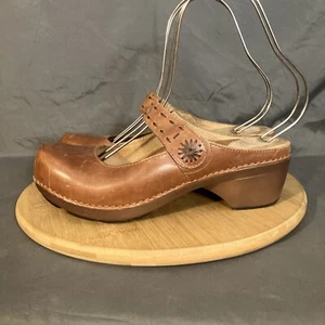 Dansko Solitaire Mule Clog Women 10/41 Mushroom Brown Leather SlipOn Heeled Shoe - Picture 1 of 9