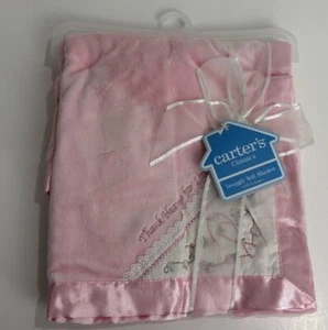 Manta de bebé vintage de satén rosa para niñas pequeñas clásicas de Carters Thank Heaven - Imagen 1 de 5