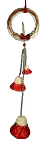 Wreath Candle Christmas Bells Decoration Paper Maché Foil Glass Beads #1102 - Picture 1 of 11