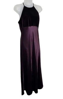 Vestido Largo Sin Mangas Vintage Borgoña Terciopelo Satinado Halter Hada Oscura Cachicho Y2K Foto 1 de 4