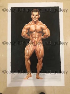 Campione Uomo Fitness Gay Interesse Muscolo Uomo Nudo Splendido Bodybuilder PITTURA - Foto 1 di 3