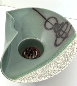 Japanische Ikebana Skulptur Blumenvase Mitte des Jahrhunderts modernistisch MCM SIGNIERT Vintage - Bild 1 von 6