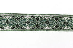 GREEN & SILVER JAQUARD TOY DOG COLLAR n LEAD ITALIAN GREYHOUND MALTESE - Imagen 1 de 1