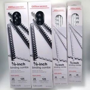 NUEVO (4 paquetes) peines de encuadernación de 25 ct cada uno 5/8" y 1/4" blanco y negro - Imagen 1 de 2