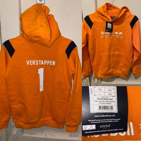 Red Bull Racing Men's Max Verstappen Pullover Hoodie AC9 Orange Youth Large Cover
