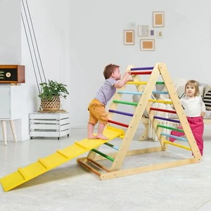 Wooden Kids Climbing Triangle Ladder Training Climber with Ramp for Children - Picture 1 of 8