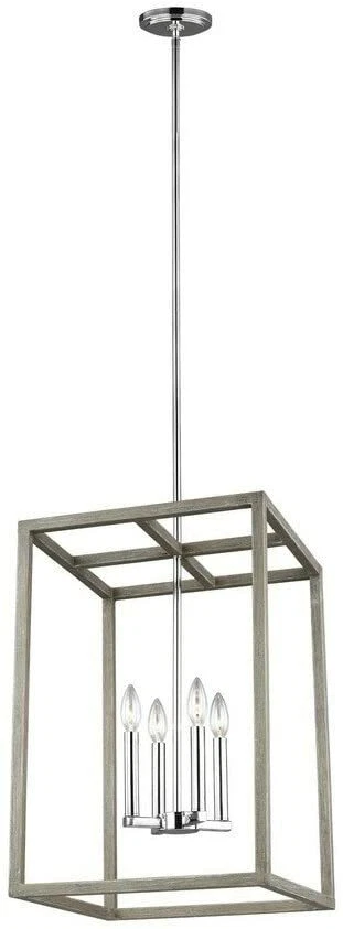 Lámpara de vestíbulo de 4 luces de pino lavado calle Moffet iluminación de gaviota de mar - AHORRA Foto 1 de 3