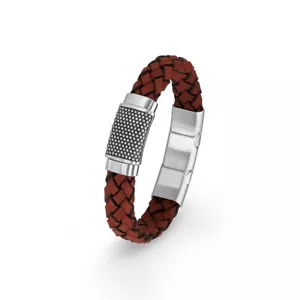 s.Oliver Jewel Herren Armband Edelstahl Leder rot 2015052 - Bild 1 von 4
