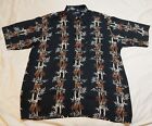 Puritan Hawaiin Button Up Shirt Short Sleeve Black Brown Tropical Print Men Sz L