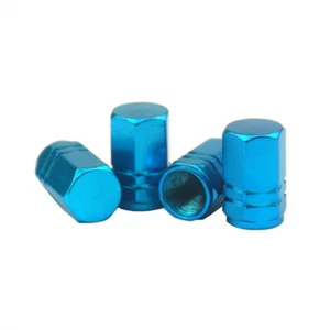 4X Light Blue Tire Wheel Rims Stem Air Valve Caps Tyre Cover Car Truck Bike - Picture 1 of 2