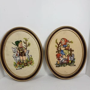 1977 Vintage Hummel Embroidery Wall Art 0655 And 02869x Beautiful Decor Lot Of 2 - Picture 1 of 11