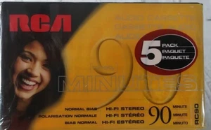 RCA Audio Cassette Tapes 5 Pack New Sealed 90 Min Blank Hi Fi Stereo - Picture 1 of 2