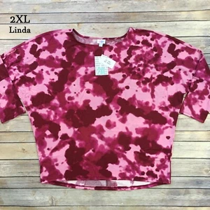 2XL LINDA LuLaRoe ~ MAGENTA & PINK TIE DYE ~ Batwing Dolman Top; Tallas 20-22 - Imagen 1 de 4