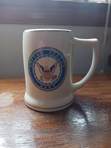 Vintage United States Navy White With Gold Accents Beer Stein Ceramic - Picture 1 of 7