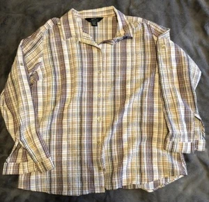 Woolrich Women's Nylon Poly Blend Plaid Button Up Flannel Shirt USA XXL Stretchy - Picture 1 of 5