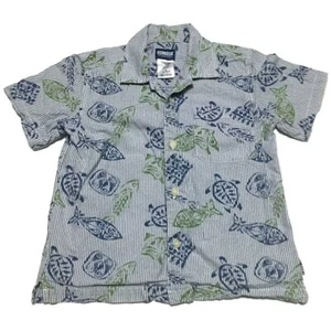 Vintage OshKosh The Genuine Article Boys Stripe Button Shirt Sz 5 Blue Turtles  - Picture 1 of 4