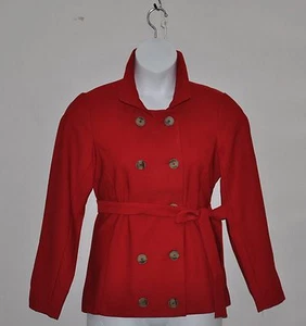 Joan Rivers Double Breasted Knit Jacket With Belt Size S Red - Picture 1 of 3