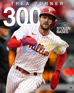 Foto de béisbol Trea Turner 300 bases robadas Philadelphia Phillies 8x10 MLB - Imagen 1 de 1