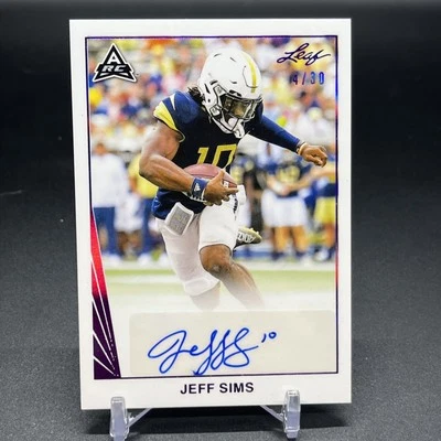2021-22 LEAF MEMORIES JEFF SIMS ROOKIE RC AUTO 4/30 Purple Autograph - Image 1 of 2