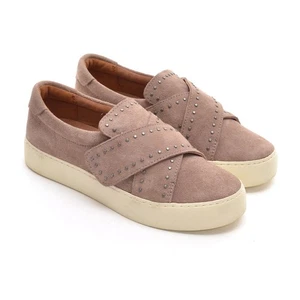 Damas Frye Nina Tachonado Parte Superior Baja Tenis 6 Canela Gamuza Moda Zapatos Sin Cordones - Imagen 1 de 6
