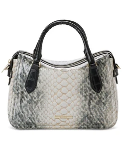 Borsa a tracolla Brahmin Micaela in pelle di coccodrillo goffrata nera Rockaway oro - Foto 1 di 7