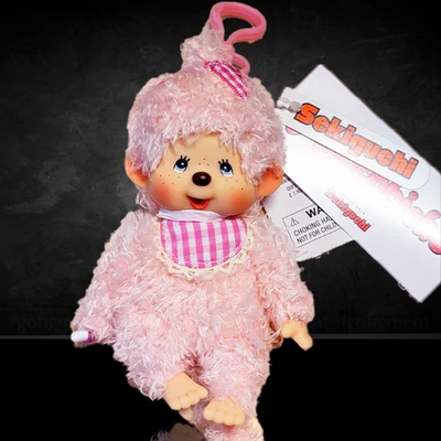 Sekiguchi Monchhichi Pink Fluffy Girl 6 inch Plush Mascot Clip - NWT - Image 1 of 3