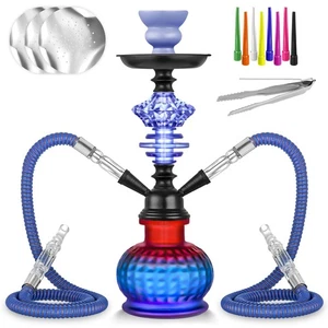 12'' Hookah Set 2 Hose Shisha Hookah Set With Everything - Modern Glass Vase,... - Picture 1 of 7