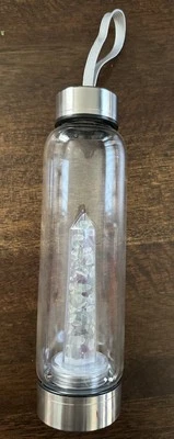Crystal Water Bottle Purple Green Crystal Reusable Gem Glass Water Bottle *Used* - Image 1 of 3