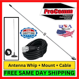 Antena CB ProComm CD144M de montaje magnético de 2 metros para radioaficionados de acero inoxidable - Imagen 1 de 8