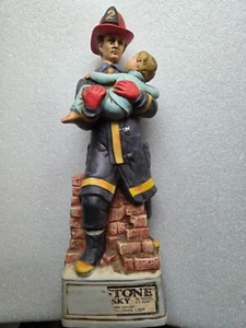 1970s Lionstone Whisky Decanter Firefighter Rescue Baby Statue Japan Kentucky VA - Picture 1 of 5